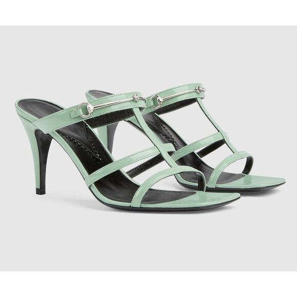 Gucci Slim Horsebit Slide Sandal Pacific Mint Green Mule Regent 75mm 38 8 - Picture 1 of 8